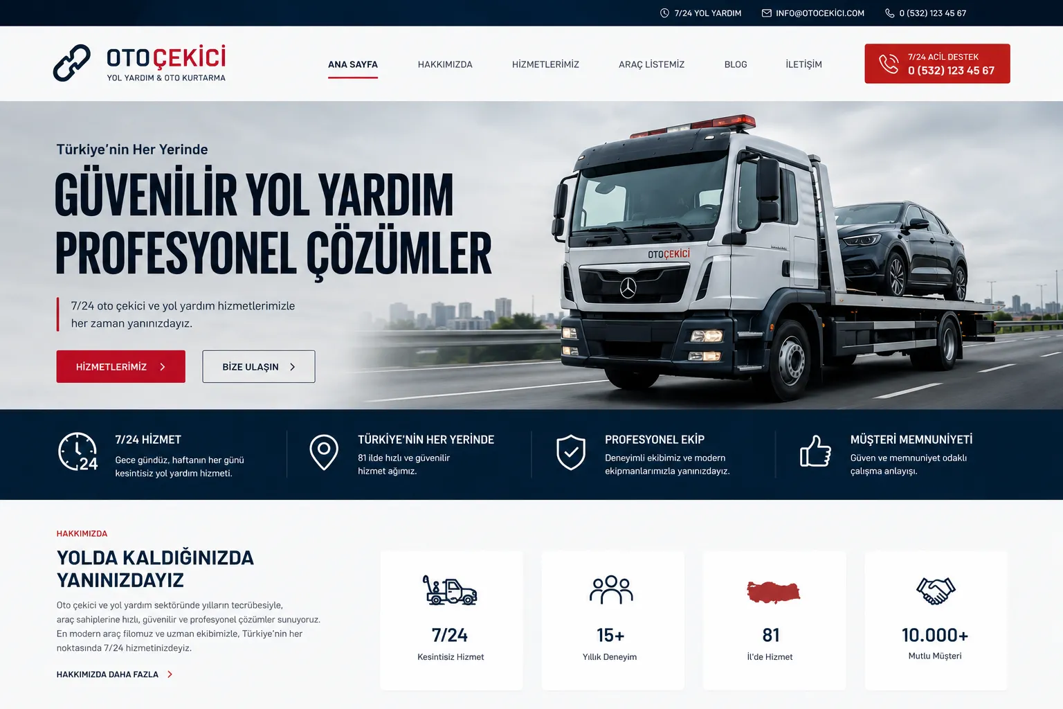 Oto Çekici Sitesi - Hazır Web Sitesi Tasarımı